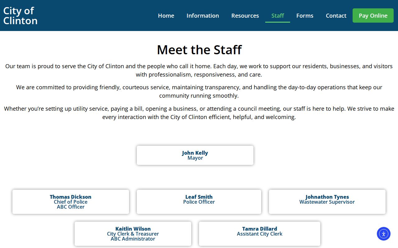Hickman County arrest records contact on the Clinton police staff page