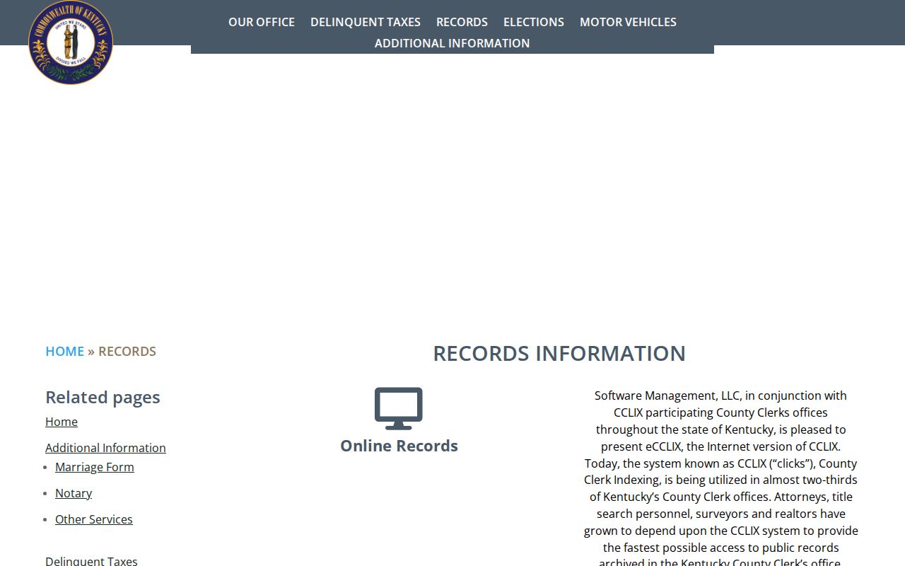 Clinton criminal records routing on the Hickman County records webpage